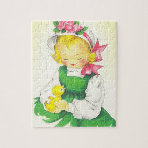 Vintage Little Girl Retro Cute Jigsaw Puzzle