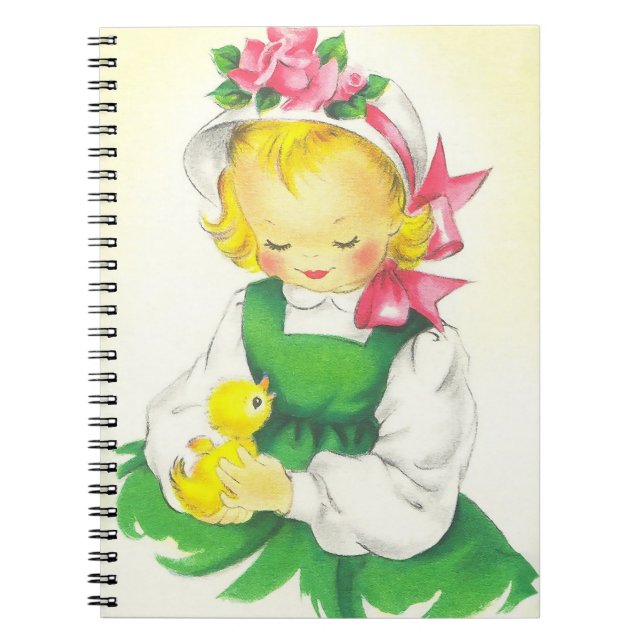 Vintage Little Girl Retro Cute Notebook (Front)