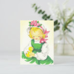 Vintage Little Girl Retro Cute Postcard