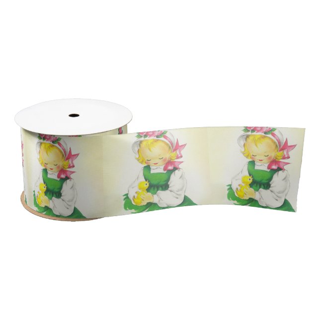 Vintage Little Girl Retro Cute Satin Ribbon (Spool)