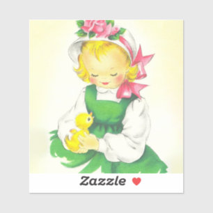 Vintage Little Girl Retro Cute Sticker