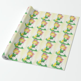 Vintage Little Girl Retro Cute Wrapping Paper