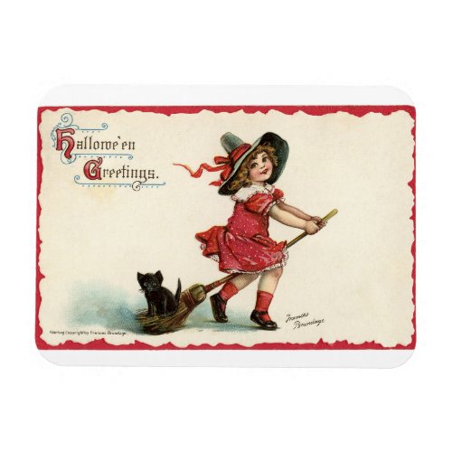 Vintage Little Girl Witch Magnet