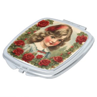 Vintage  little girl  with roses