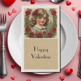 Vintage  little girl  with roses