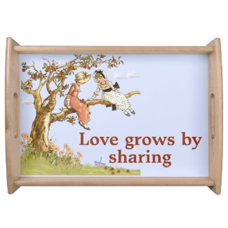 Vintage Little Girl's Sitting in Tree, Sharing Serving Tray