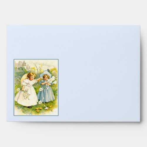 Vintage Little Girls with Chicks Easter  Envelope