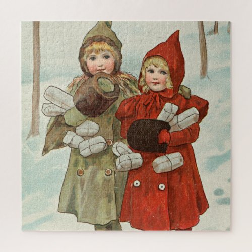 Vintage Little Girls with parcels Jigsaw Puzzle