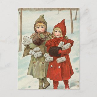 Vintage Little Girls with parcels 