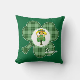 Vintage Little Irish Girl Custom St. Patrick's Day Throw Pillow