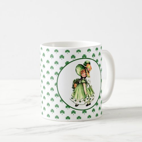 Vintage Little Irish Girl St Patricks Day Gift  Coffee Mug
