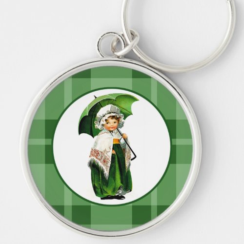 Vintage Little Irish Girl St Patricks Day Gift  Keychain