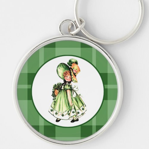 Vintage Little Irish Girl St Patricks Day Gift  Keychain