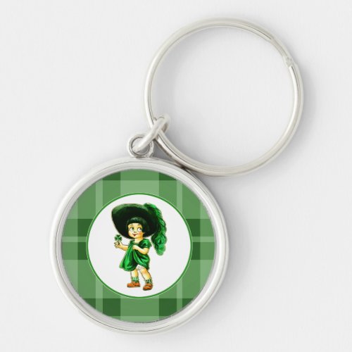 Vintage Little Irish Girl St Patricks Day Gift  Keychain