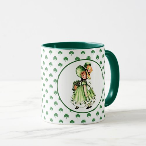 Vintage Little Irish Girl St Patricks Day Gift  Mug
