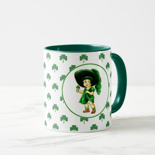Vintage Little Irish Girl StPatricks Day  Mug