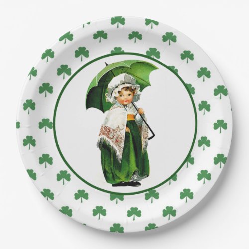 Vintage Little Irish Girl StPatricks Day  Paper Plates