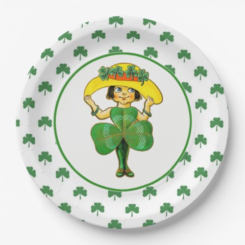 Vintage Little Irish Girl StPatricks Day  Paper Plates