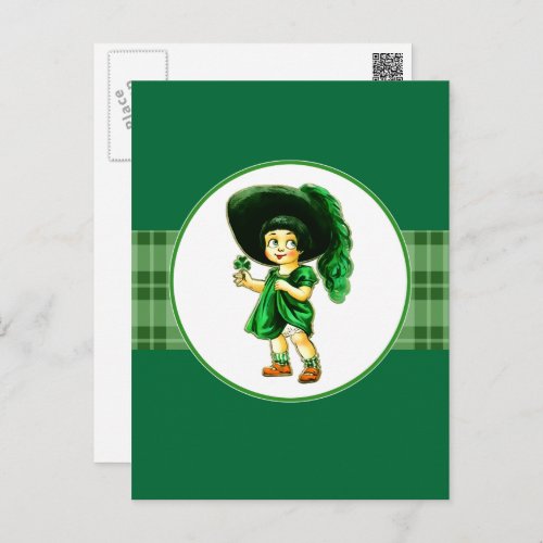 Vintage Little Irish Girl St Patricks Day  Postcard