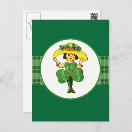 Vintage Little Irish Girl St Patricks Day  Postcard