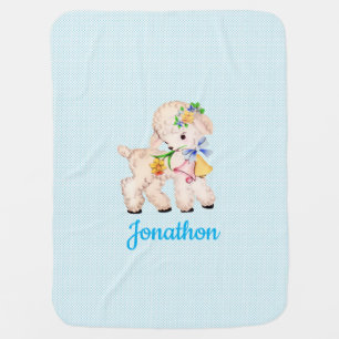 Vintage Little Lamb Baby Boy Blanket