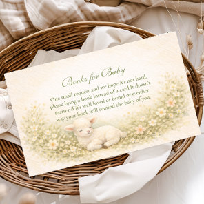 Vintage Little Lamb Floral Wreath Books For Baby Enclosure Card