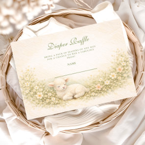 Vintage Little Lamb Floral Wreath Diapper Raffle Enclosure Card