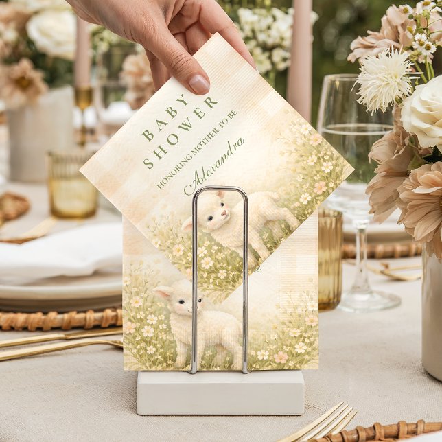 Vintage Little Lamb Meadow Flowers Baby Shower Napkins (Creator Uploaded)