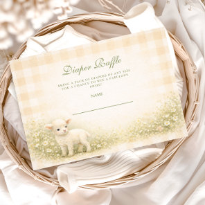 Vintage Little Lamb Meadow Flowers Diapper Raffle Enclosure Card