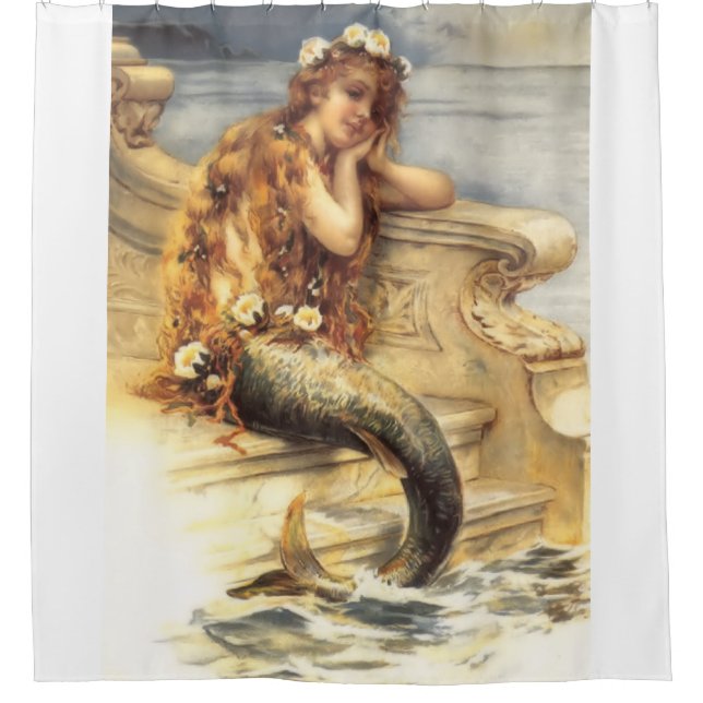 Vintage Little Mermaid  Shower Curtain (Front)