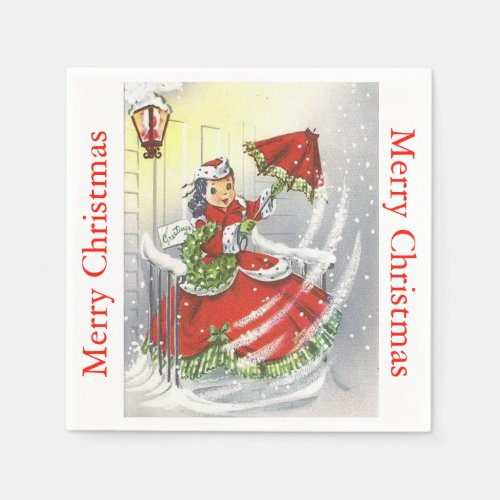 Vintage Little Miss Christmas Napkins