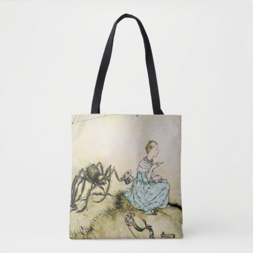 Vintage Little Miss Muffet by Arthur Rackham Tote Bag