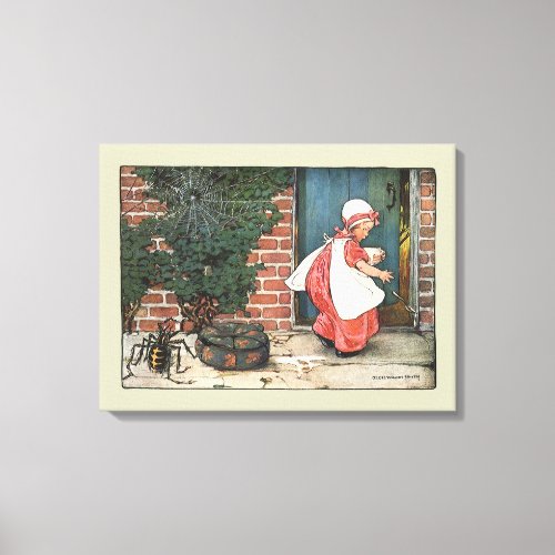 Vintage Little Miss Muffet Spider Nursery Rhyme Canvas Print