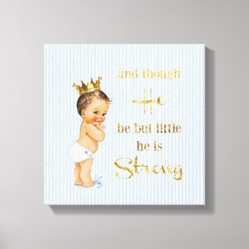 Vintage Little Prince Baby Boy Gold Crown Quote Canvas Print