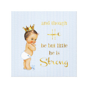 Vintage Little Prince Baby Boy Gold Crown Quote Canvas Print