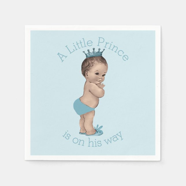 Vintage Little Prince Baby Shower Blue Napkins (Front)