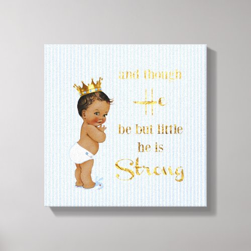 Vintage Little Prince Ethnic Baby Gold Crown Quote Canvas Print