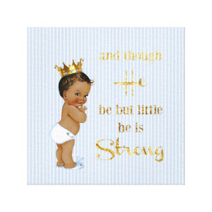 Vintage Little Prince Ethnic Baby Gold Crown Quote Canvas Print