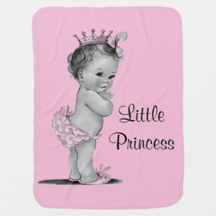 Vintage Little Princess Baby Pink Receiving Blanket