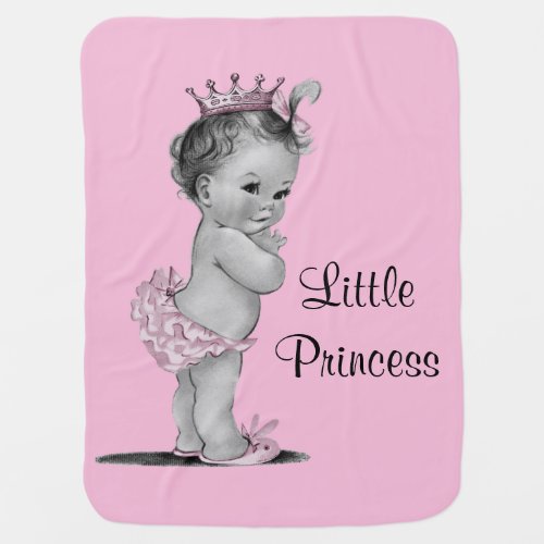 Vintage Little Princess Baby Pink Receiving Blanket