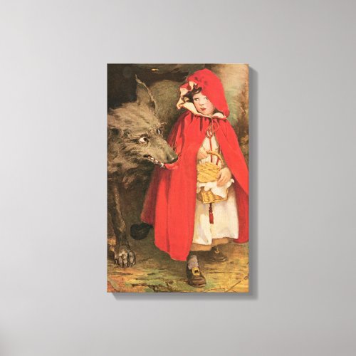 Vintage Little Red Riding Hood and Big Bad Wolf Canvas Print