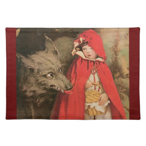 Vintage Little Red Riding Hood and Big Bad Wolf Cloth Placemat