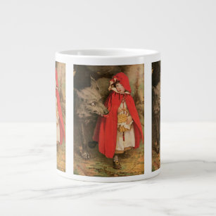 Vintage Little Red Riding Hood and Big Bad Wolf Giant Coffee Mug