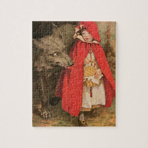 Vintage Little Red Riding Hood and Big Bad Wolf Jigsaw Puzzle