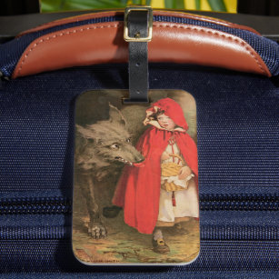 Vintage Little Red Riding Hood and Big Bad Wolf Luggage Tag