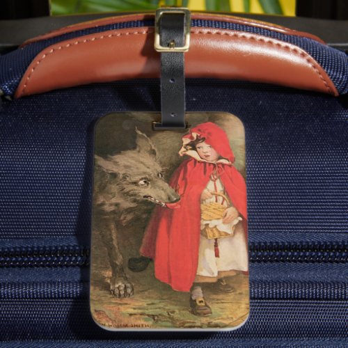 Vintage Little Red Riding Hood and Big Bad Wolf Luggage Tag
