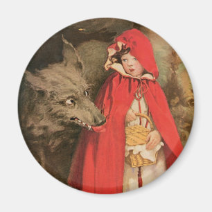 Vintage Little Red Riding Hood and Big Bad Wolf Magnet