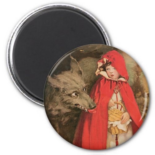 Vintage Little Red Riding Hood and Big Bad Wolf Magnet