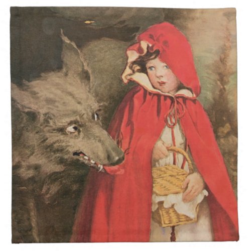 Vintage Little Red Riding Hood and Big Bad Wolf Napkin