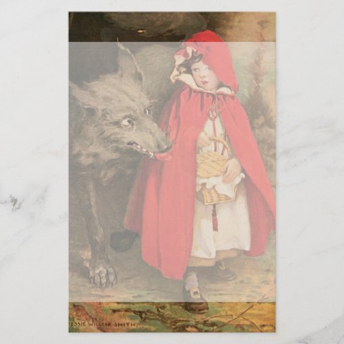 Vintage Little Red Riding Hood and Big Bad Wolf Stationery